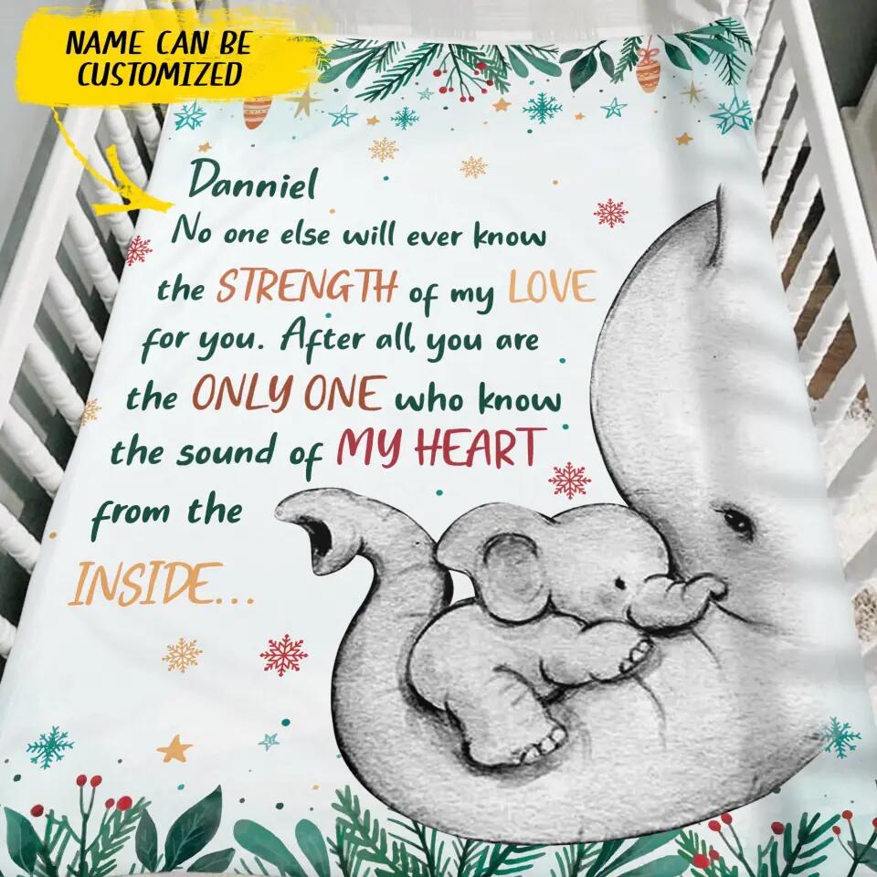 Personalized Mom And Kid Elephant Strength And Love Quilt Blanket Printed QTDT2010