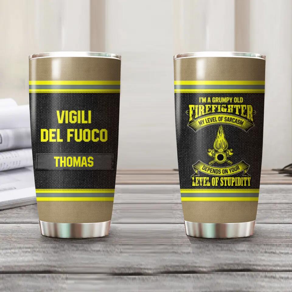 Personalized Grumpy Old Italian Firefighter Tumbler Printed 22OCT-DT21