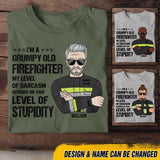 Personalized I'm An Italian Grumpy Old Firefighter My Level Of Sarcasm Depends On Your Level Of Stupid Tshirt Printed OCT22-DT24