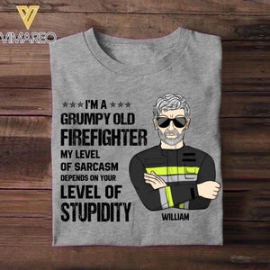 Personalized I'm An Italian Grumpy Old Firefighter My Level Of Sarcasm Depends On Your Level Of Stupid Tshirt Printed OCT22-DT24