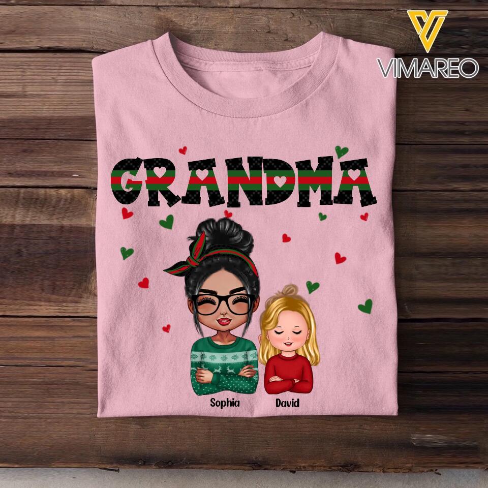 Personalized Grandma With Kid Heart Grandma Gifts Tshirt Printed 22OCT-DT24