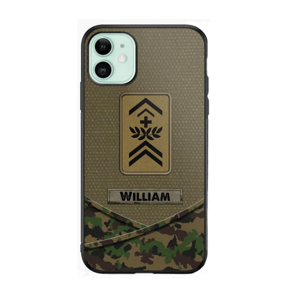 Personalized Swiss Veterans/Soldier Camo Flag Phone Case Printed 22OCT-HY25