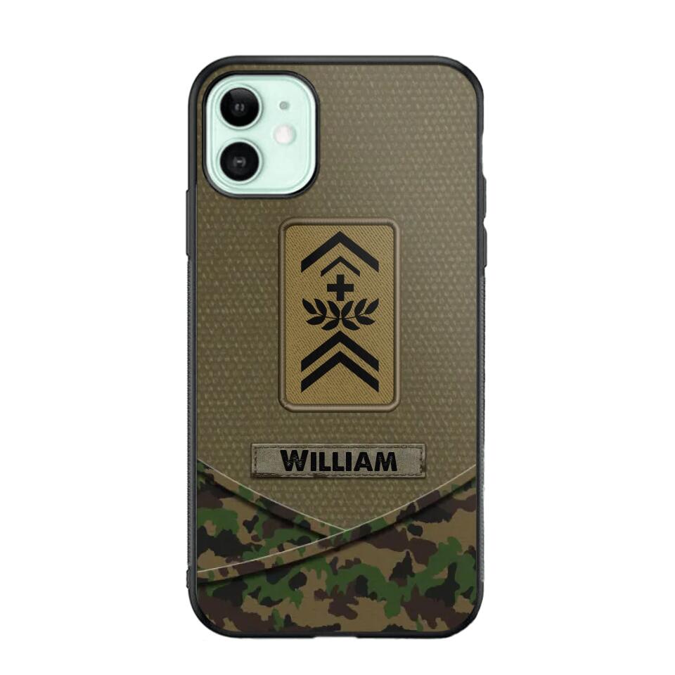 Personalized Swiss Veterans/Soldier Camo Flag Phone Case Printed 22OCT-HY25