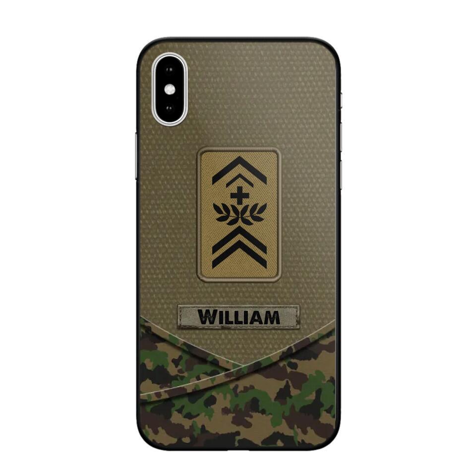 Personalized Swiss Veterans/Soldier Camo Flag Phone Case Printed 22OCT-HY25