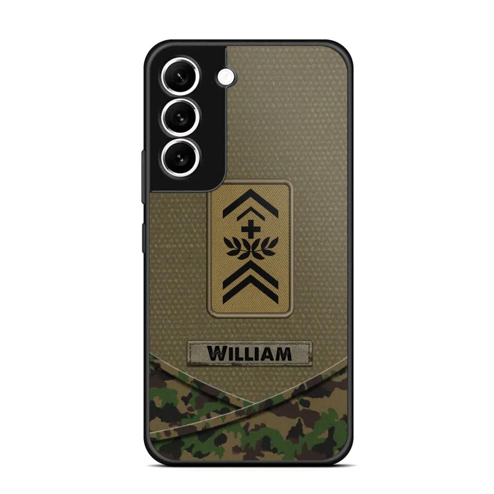 Personalized Swiss Veterans/Soldier Camo Flag Phone Case Printed 22OCT-HY25