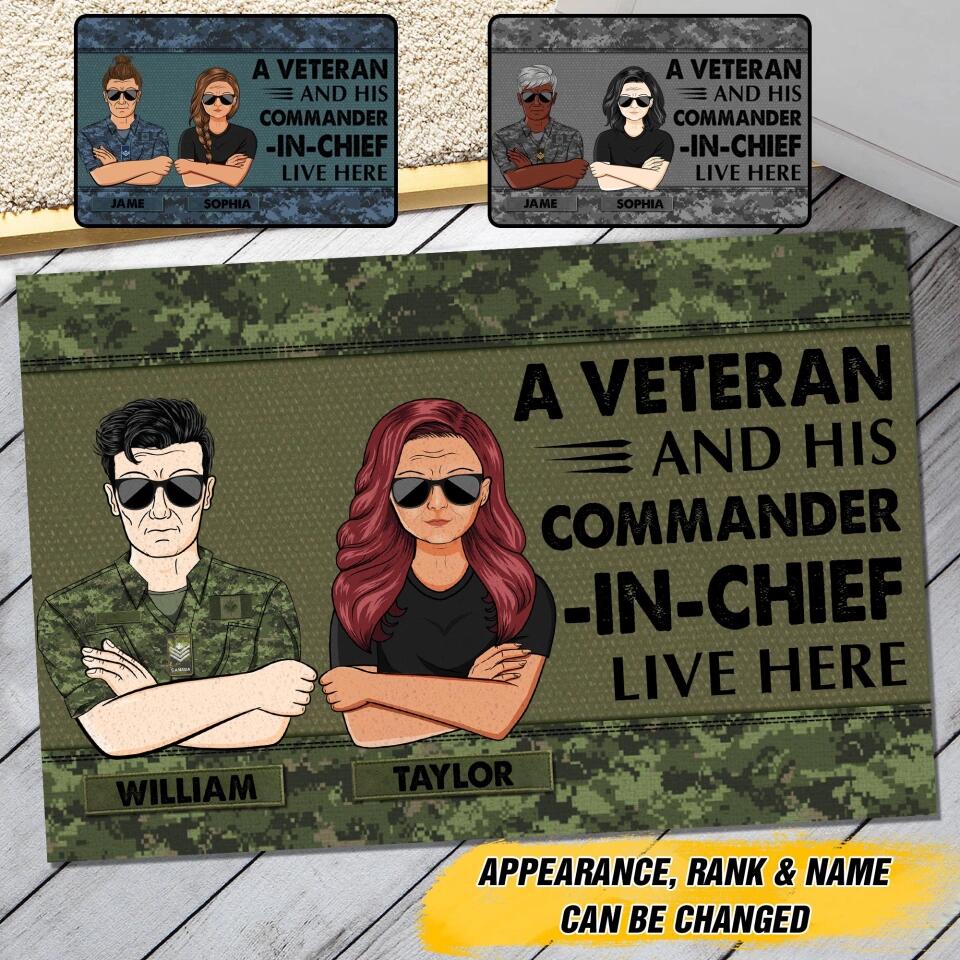 Personalized A Canadian Veterans And His Commander In Chief Live Here Doormat 22OCT-HY25