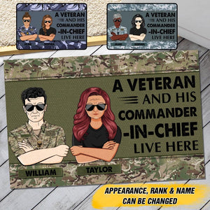 Personalized An UK Veterans And His Commander In Chief Live Here Doormat 22OCT-HY28