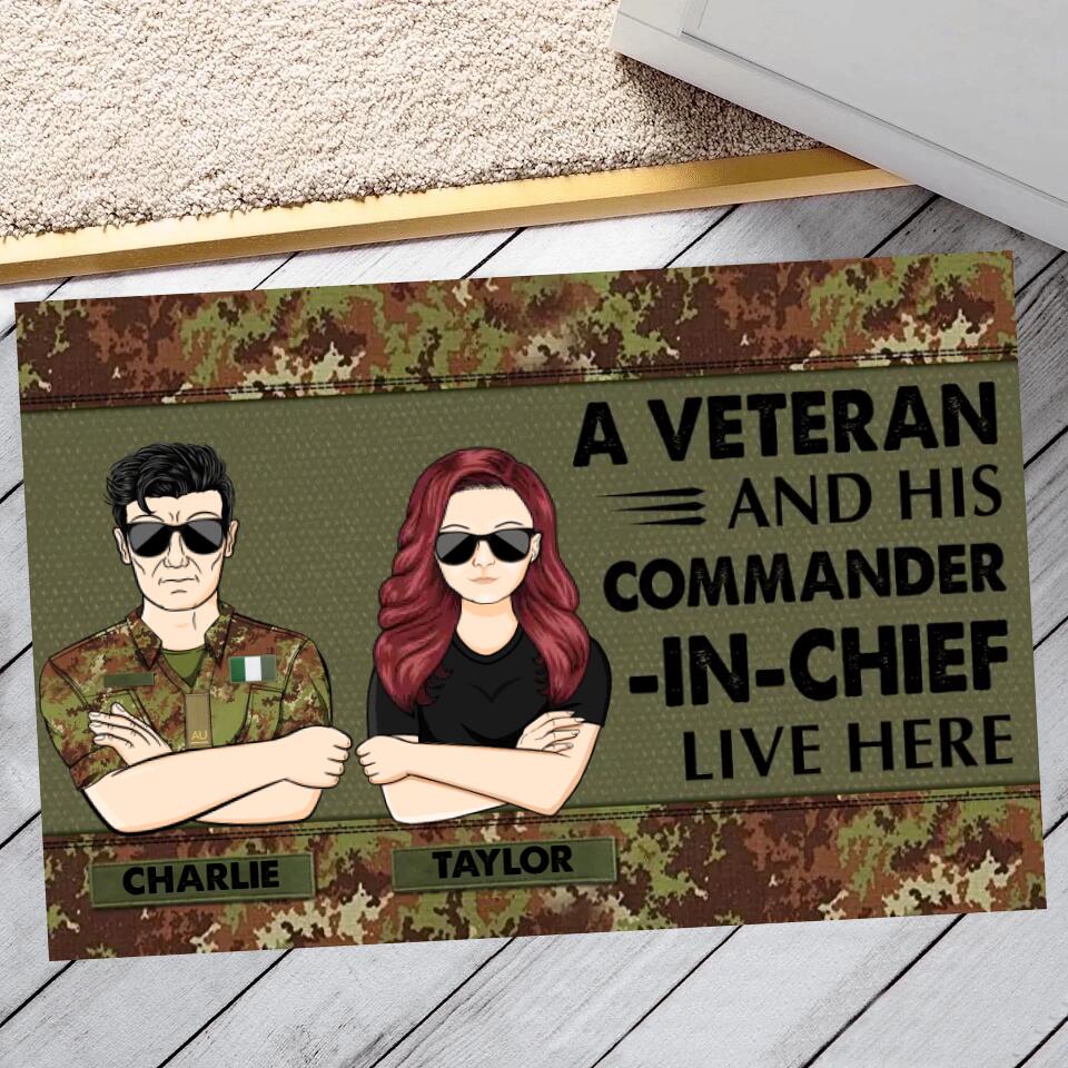 Personalized An Italian Veterans And His Commander In Chief Live Here Doormat 22OCT-HY28