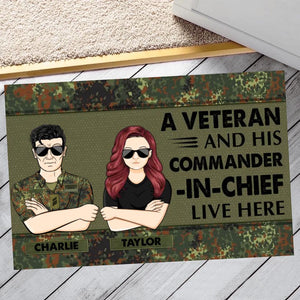 Personalized A German Veterans And His Commander In Chief Live Here Doormat 22OCT-HY28