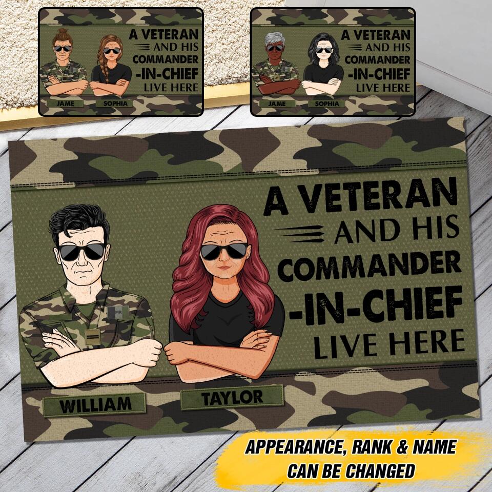 Personalized A French Veterans And His Commander In Chief Live Here Doormat 22OCT-HY28