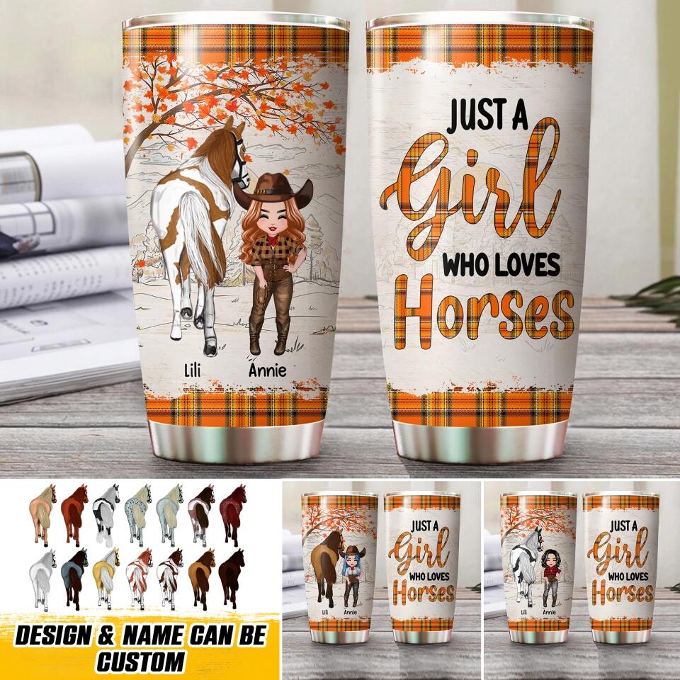 Personalized Just A Girl Who Loves Horses Autumn Tumbler Printed OCT22-HQ29