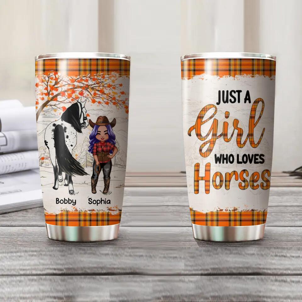 Personalized Just A Girl Who Loves Horses Autumn Tumbler Printed OCT22-HQ29