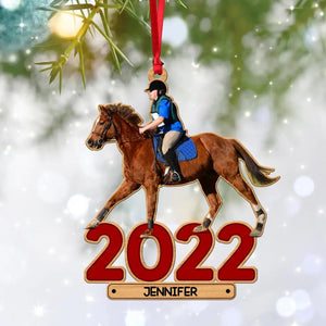 Personalized Your Horse Riding Image 2022 Christmas Wood Ornament Printed 22NOV-DT01