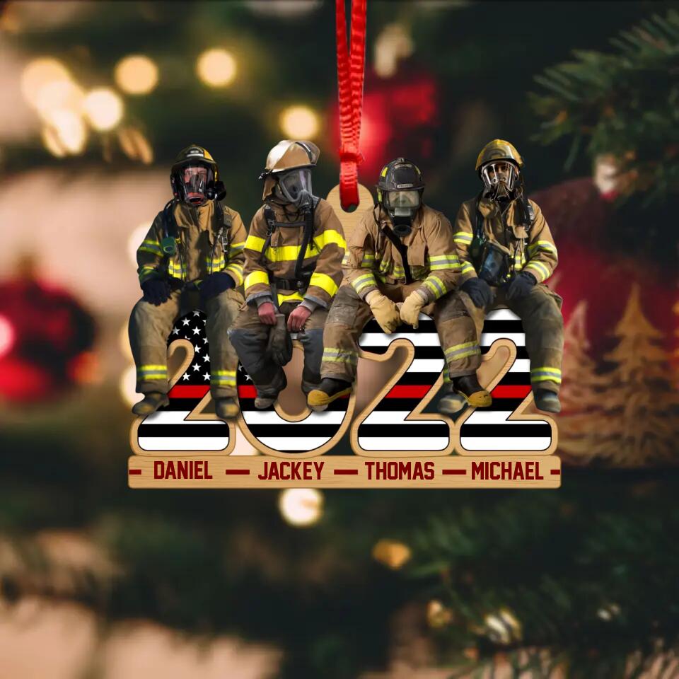 Personalized Firefighters 2022 Christmas Wood Ornament Printed 22NOV-HQ01