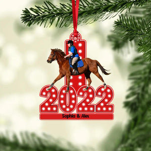 Personalized Your Horse Riding Image 2022 Christmas Wood Ornament Printed 22NOV-HY02