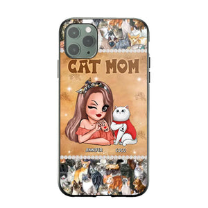 Personalized Cat Mom Camo Cat All Over Print With Diamond Line Phonecase