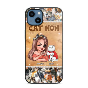 Personalized Cat Mom Camo Cat All Over Print With Diamond Line Phonecase