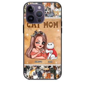 Personalized Cat Mom Camo Cat All Over Print With Diamond Line Phonecase