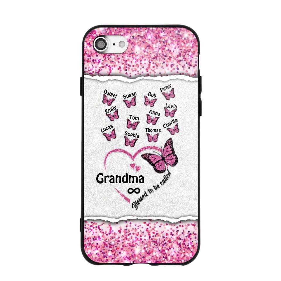 Personalized Blessed To Be Called Grandma Nana Mommy Butterfly Kid Name 3D Printed Phonecase 22NOV-HQ04