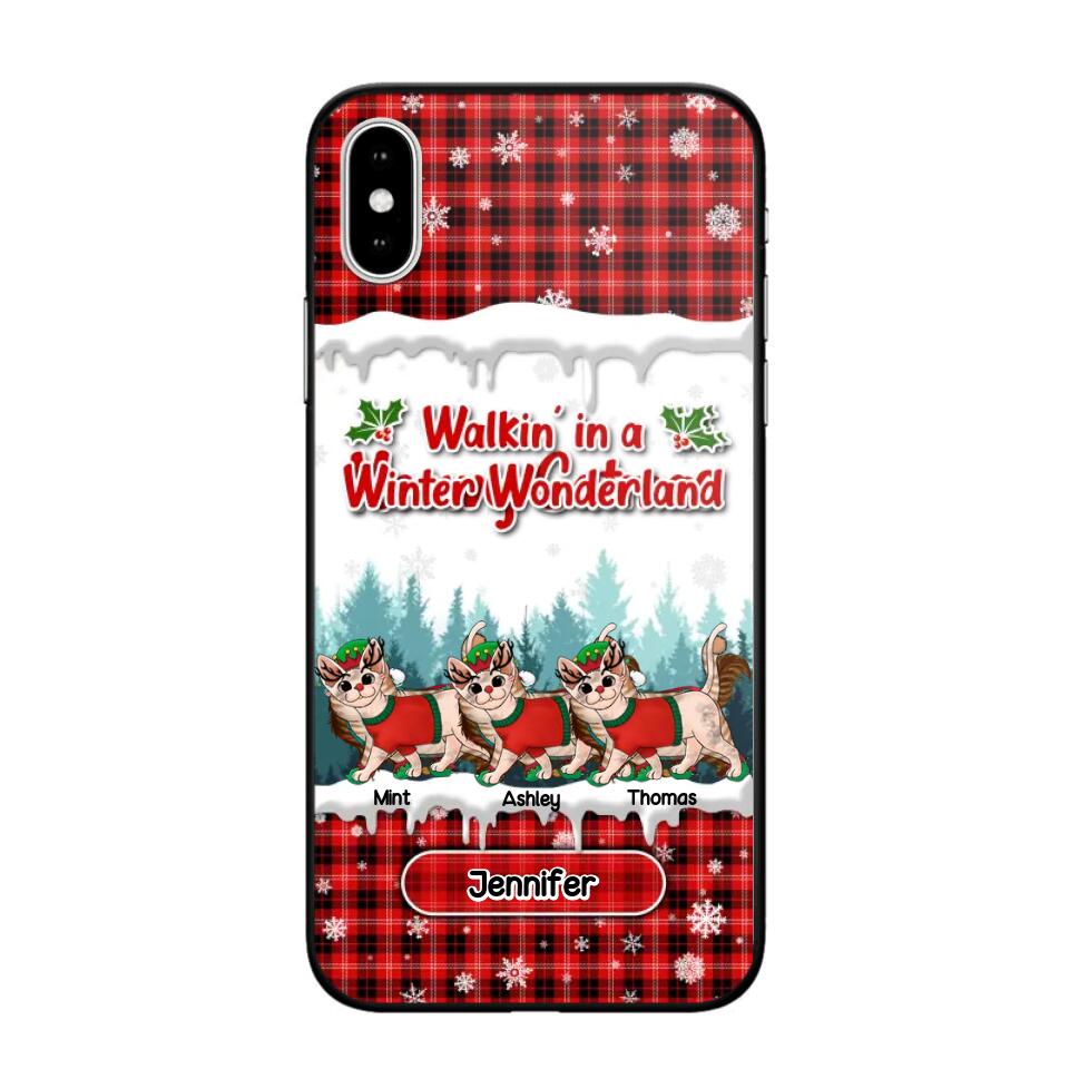 Personalized Walkin' In A Winter Wonderland Meowy Catmas Cat Lovers Caro Snow 3D Printed Phonecase 22NOV-DT04