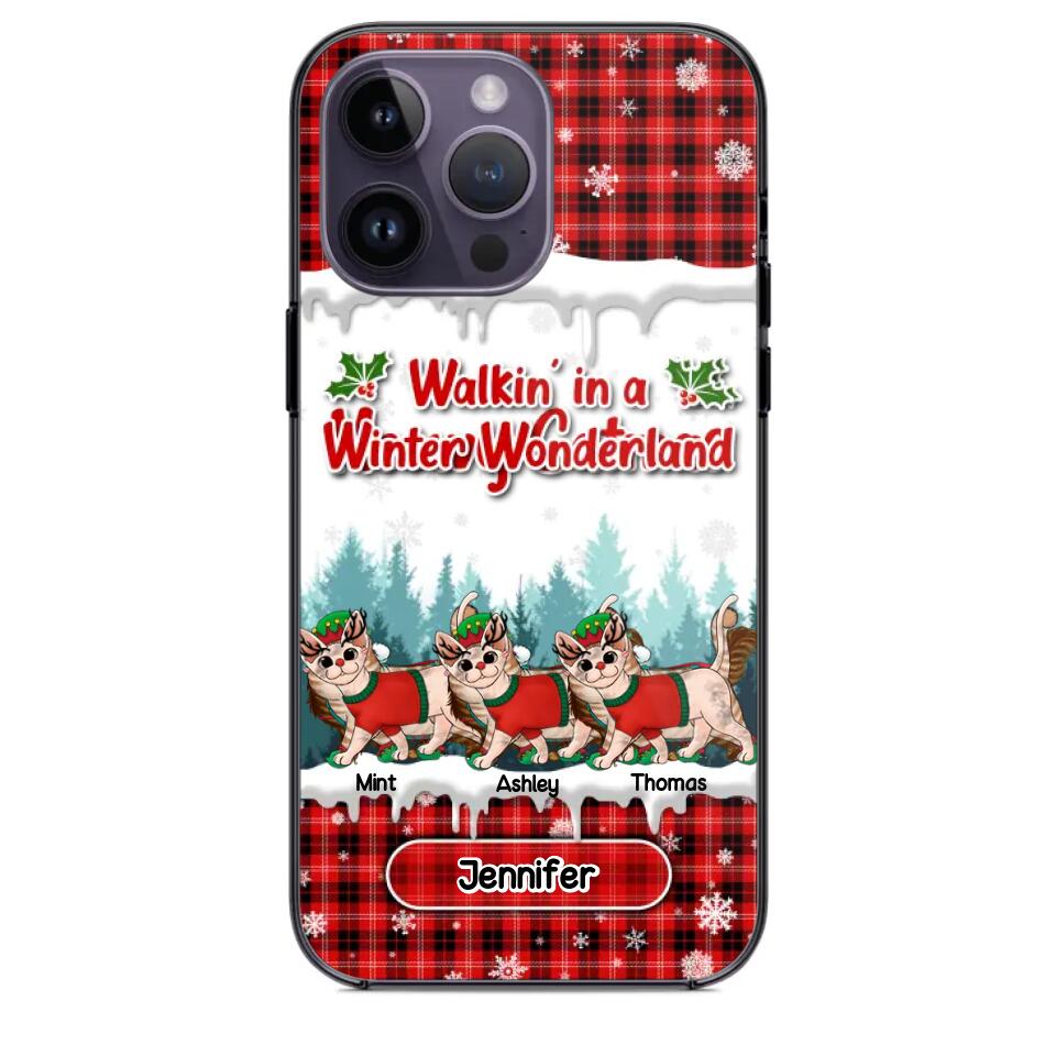 Personalized Walkin' In A Winter Wonderland Meowy Catmas Cat Lovers Caro Snow 3D Printed Phonecase 22NOV-DT04