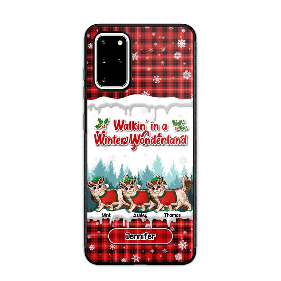 Personalized Walkin' In A Winter Wonderland Meowy Catmas Cat Lovers Caro Snow 3D Printed Phonecase 22NOV-DT04