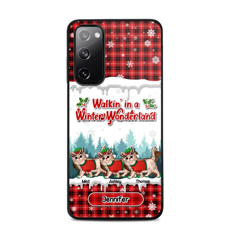 Personalized Walkin' In A Winter Wonderland Meowy Catmas Cat Lovers Caro Snow 3D Printed Phonecase 22NOV-DT04