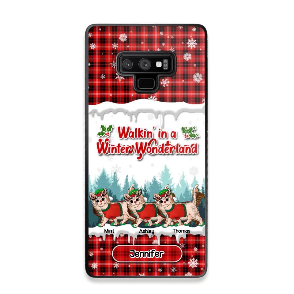 Personalized Walkin' In A Winter Wonderland Meowy Catmas Cat Lovers Caro Snow 3D Printed Phonecase 22NOV-DT04