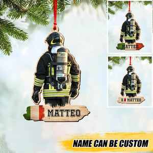 Personalized Italian Firefighter Wood Ornament Printed 22NOV-HQ08