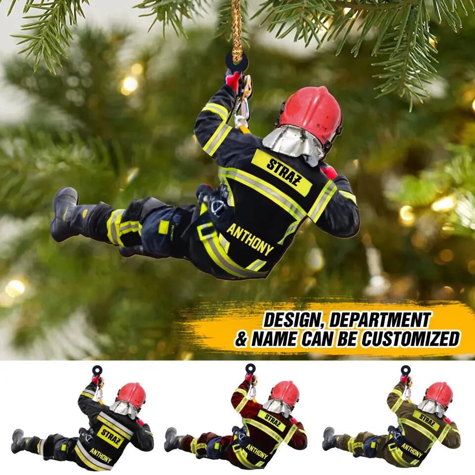 Personalized Polish Firefighter Wood Ornament Printed 22NOV-HQ09