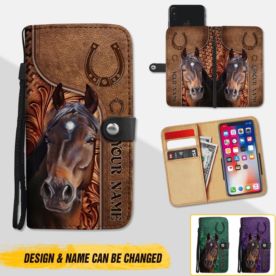 Personalized Horse Lovers Leather Wallet 22NOV-D09