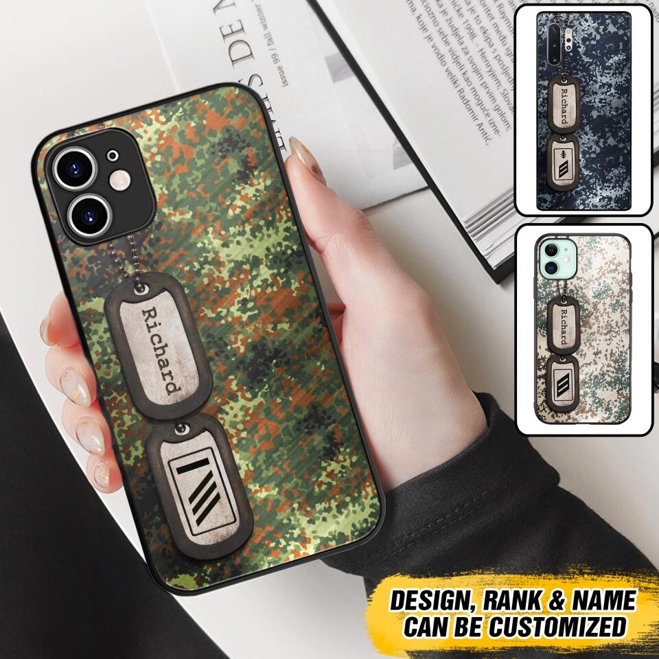 Personalized German Solider/ Veteran Camo Rank 3D Printed Phonecase 22NOV-DT11