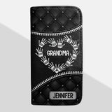 Personalized Grandma Kid Name Heart Hand Phone Leather Wallet 22NOV-DT12