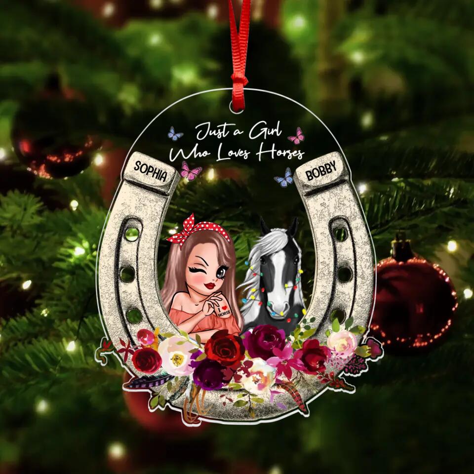 Personalized Just A Girl Who Loves Horses Christmas Acrylic/Plastic Ornament Printed QTDT1211