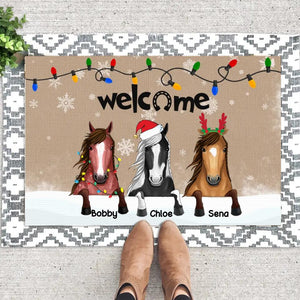 Personalized Welcome Horse Christmas Doormat 22NOV-DT15