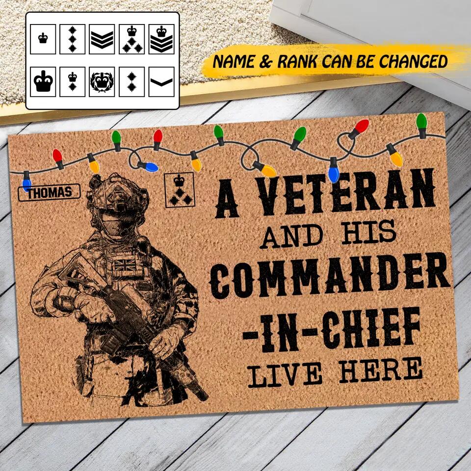 Personalized An UK Veteran And His Commander  Live Here Doormat 22NOV-HY15