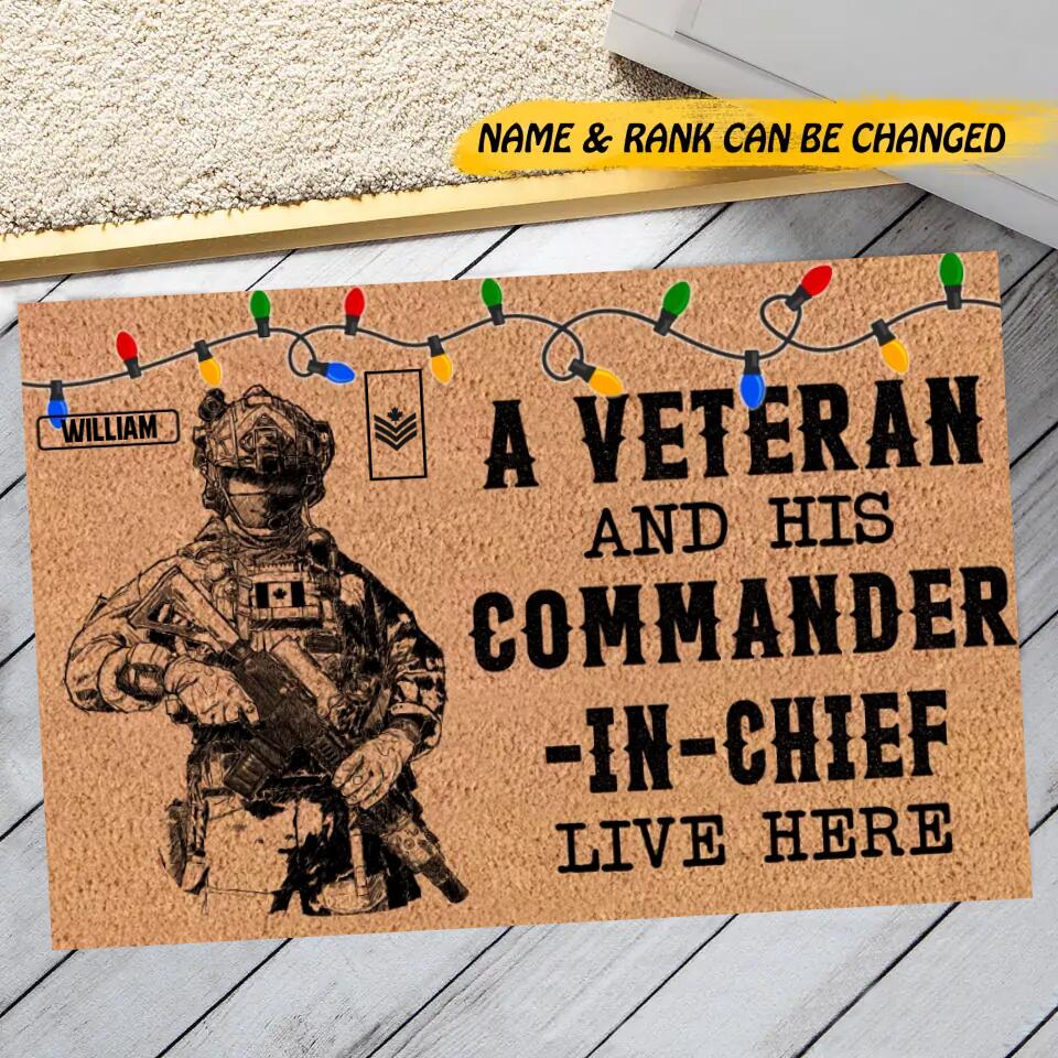 Personalized A Canadian Veteran And His Commander  Live Here Doormat 22NOV-HY15