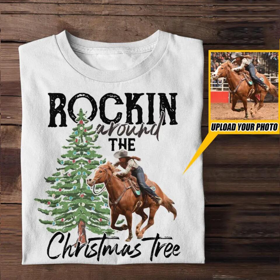 Personalized Horse lover Rockin Around The Christmas Tree Tshirt Printed QTHQ15