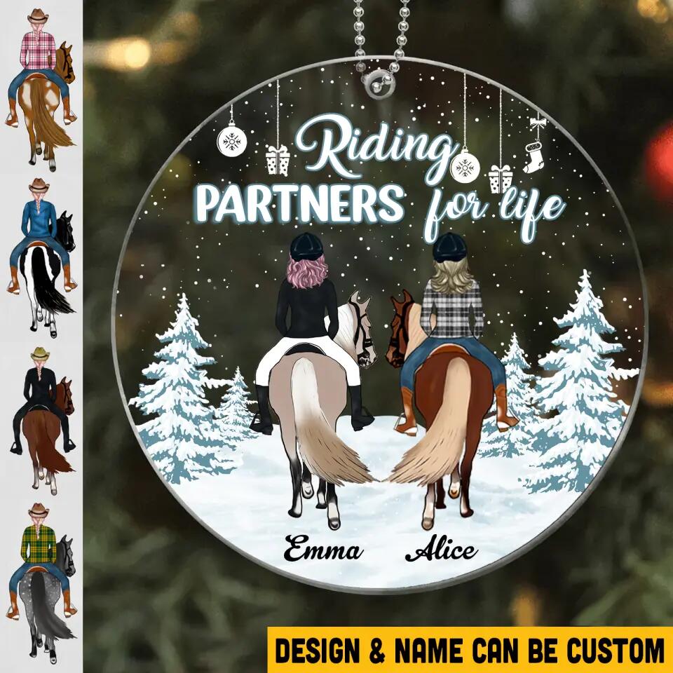 Personalized Riding Partners For Life Horse Besties Christmas Acrylic/Plastic Ornament Printed 22NOV-HY15