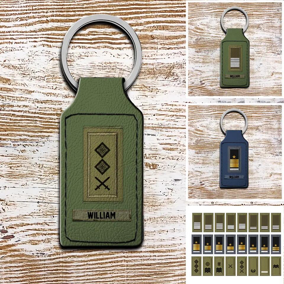 Personalized Irish Veteran/ Solider Rank Leather Keychain Printed QTHQ1811