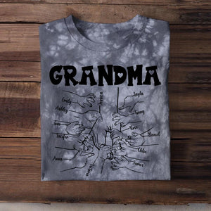 Personalized Grandma Kid Name Hand Printed Tie Dye Tshirts 22NOV-DT18