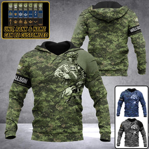 Personalized Canadian Solider/ Veteran Camo With Name and Rank Hoodie 3D Printed QTDT1811