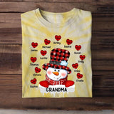 Personalized Grandma Snowman Kid Name Heart Christmas Printed Tie Dye Tshirts 22NOV-DT21