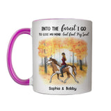 Personalized Into The Forest I Go To Lose My Mind And Find My Soul Horse Riding Autumn  Printed Accent Mug 22NOV-HQ25