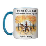 Personalized Into The Forest I Go To Lose My Mind And Find My Soul Horse Riding Autumn  Printed Accent Mug 22NOV-HQ25