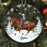 Personalized Your Image Horse Riding Christmas Acrylic/Plastic Ornament Printed 22NOV-HY28