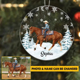 Personalized Your Image Horse Riding Christmas Acrylic/Plastic Ornament Printed 22NOV-HY28