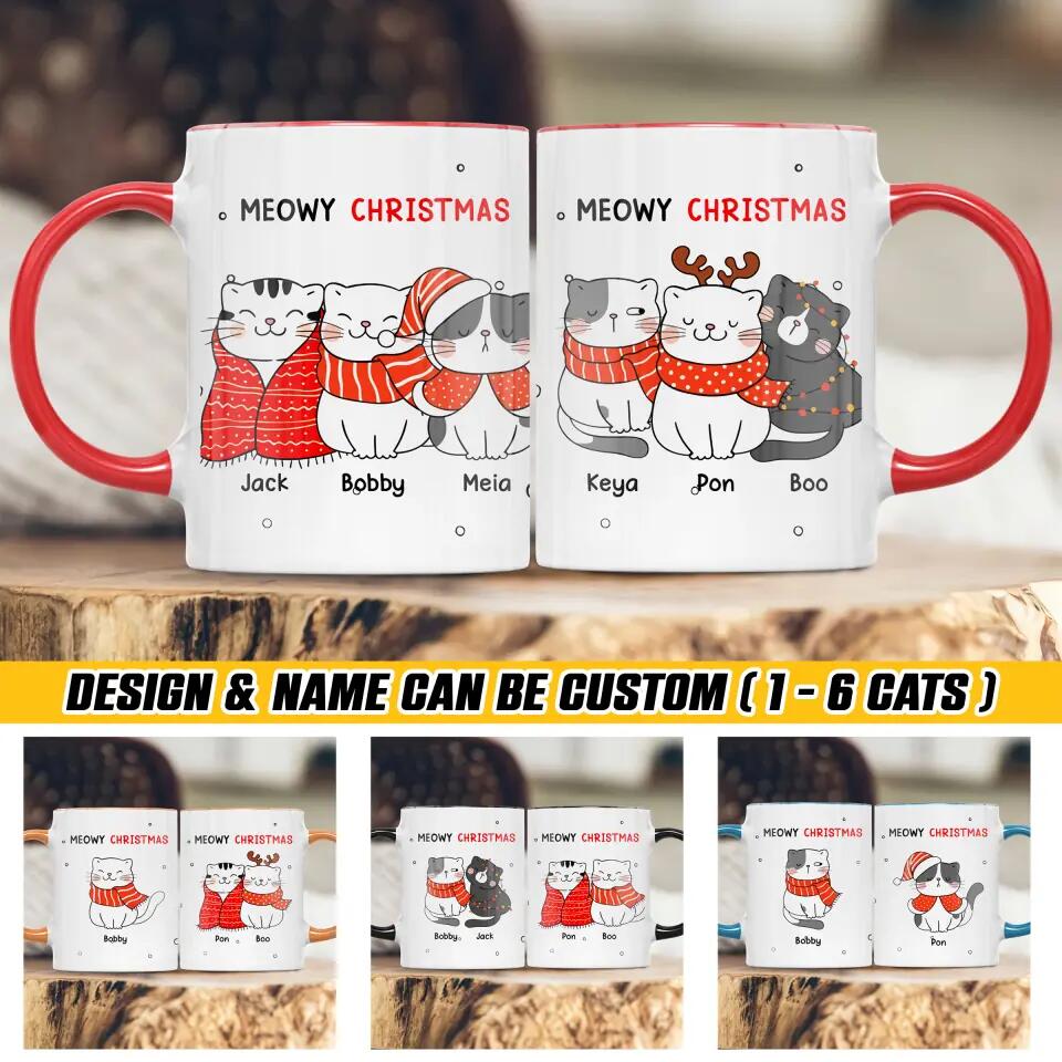 Personalized Meowy Christmas Cat Lovers Printed Accent Mug 22NOV-HQ29