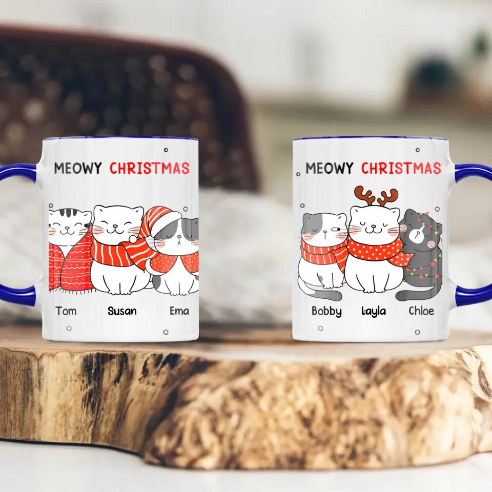 Personalized Meowy Christmas Cat Lovers Printed Accent Mug 22NOV-HQ29