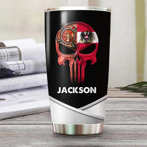 Personalized Austrian Firefighter Skull Tumbler Printed 22NOV-HY29